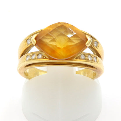 田崎真珠(TASAKI) K18シトリンリング　D0.11ct　リングサイズ12号　重量8.13g(石の重量含む)　レディース(中古)