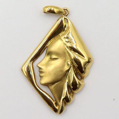 K18デザインペンダントトップ「女性・横顔」　重量3.73ｇ　レディース(中古)