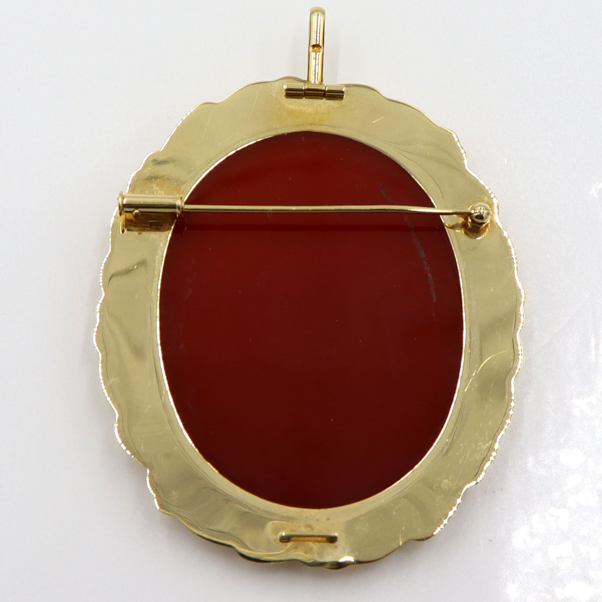 K18枠メノウカメオペンダントトップ・ブローチ　重量26.22g(石の重量含む)　レディース(中古)