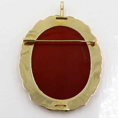 K18枠メノウカメオペンダントトップ・ブローチ　重量26.22g(石の重量含む)　レディース(中古)