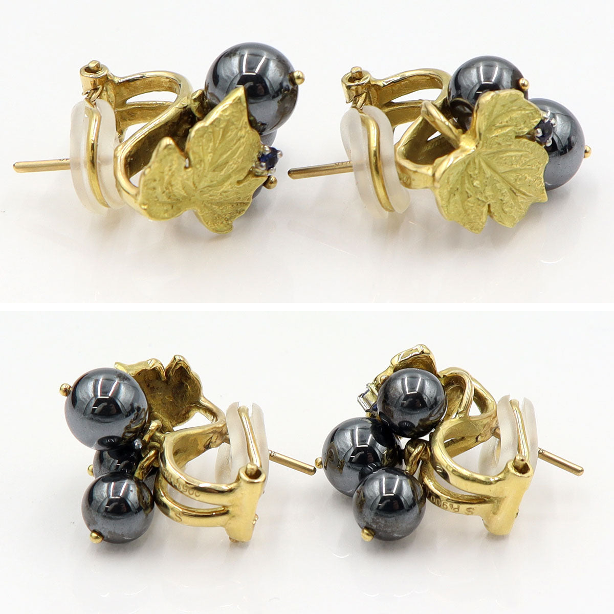 石川暢子(イシカワ ノブコ/デザイナー)　K18/Pt900デザインピアス　ヘマタイト　重量11.38g(両耳/石の重量含む)　レディース(中古)