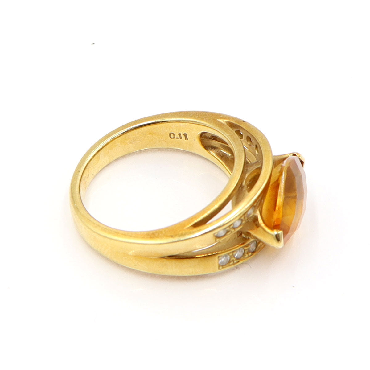 田崎真珠(TASAKI) K18シトリンリング　D0.11ct　リングサイズ12号　重量8.13g(石の重量含む)　レディース(中古)
