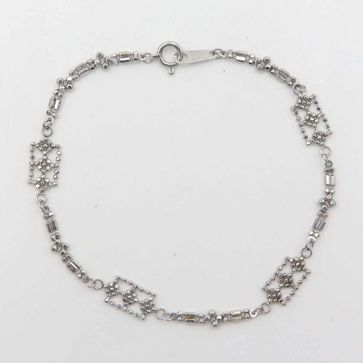 K18WGデザインブレスレット　腕回り17.5cm　重量2.39g　レディース(中古)