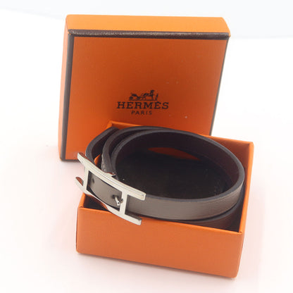 エルメス(Hermes)　レザーブレスレット　ビーアピ　ドゥブルトゥール　腕回り15.5～16.5cm　重量6.94g　レディース(中古)