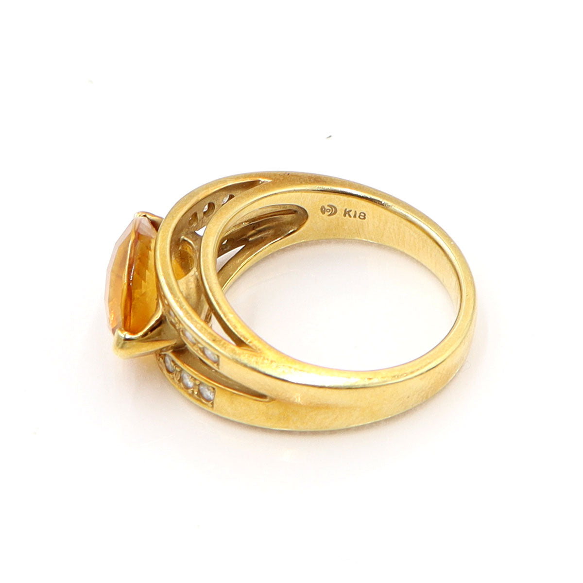 田崎真珠(TASAKI) K18シトリンリング　D0.11ct　リングサイズ12号　重量8.13g(石の重量含む)　レディース(中古)