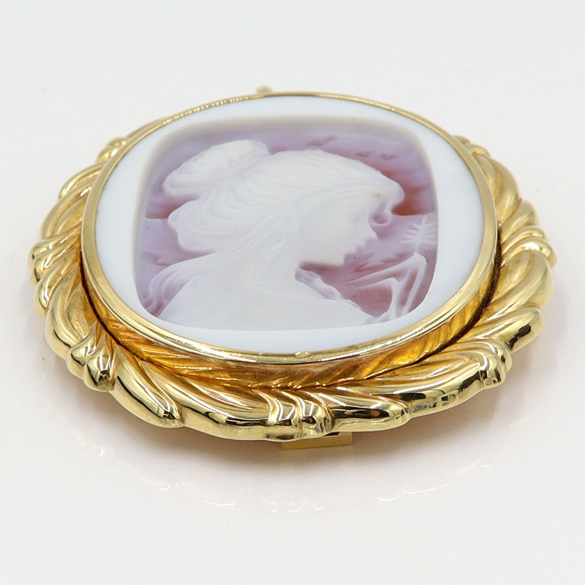 K18枠メノウカメオペンダントトップ・ブローチ　重量26.22g(石の重量含む)　レディース(中古)