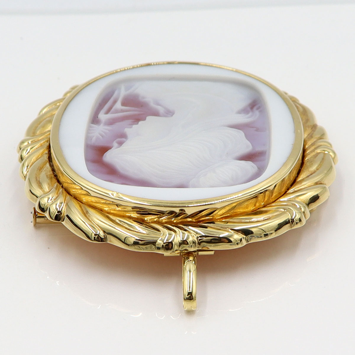 K18枠メノウカメオペンダントトップ・ブローチ　重量26.22g(石の重量含む)　レディース(中古)