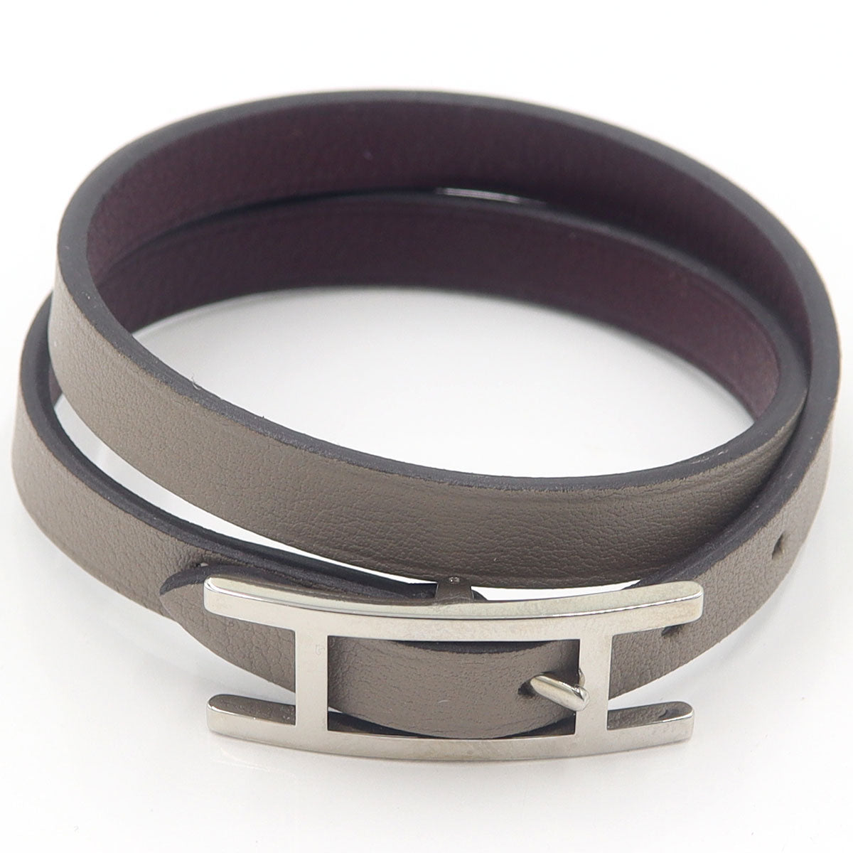 エルメス(Hermes)　レザーブレスレット　ビーアピ　ドゥブルトゥール　腕回り15.5～16.5cm　重量6.94g　レディース(中古)