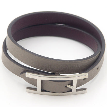 エルメス(Hermes)　レザーブレスレット　ビーアピ　ドゥブルトゥール　腕回り15.5～16.5cm　重量6.94g　レディース(中古)