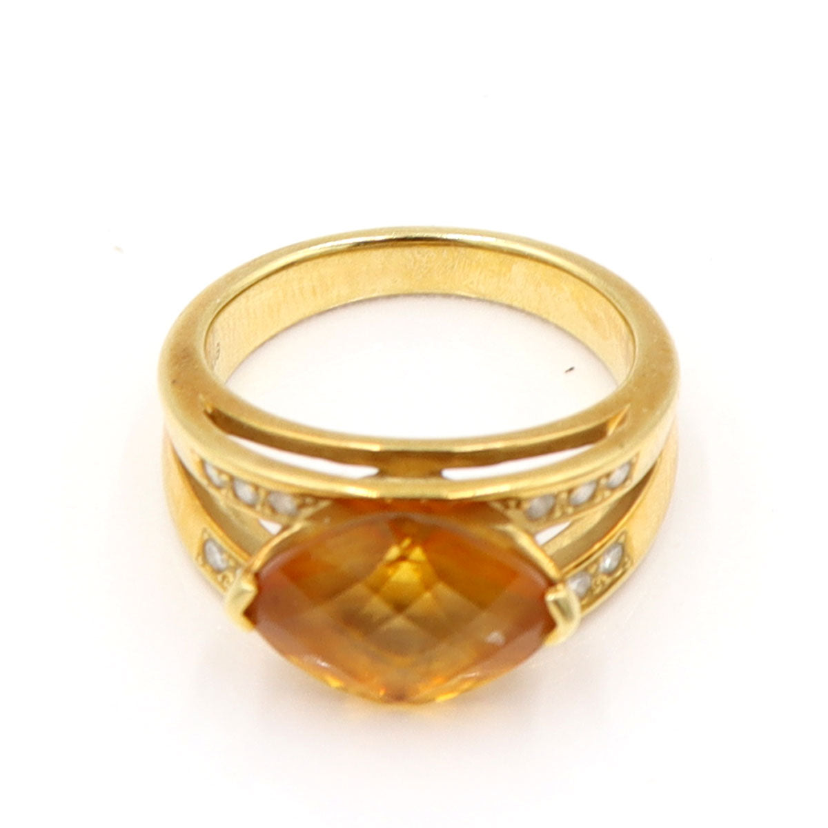 田崎真珠(TASAKI) K18シトリンリング　D0.11ct　リングサイズ12号　重量8.13g(石の重量含む)　レディース(中古)