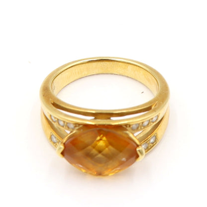 田崎真珠(TASAKI) K18シトリンリング　D0.11ct　リングサイズ12号　重量8.13g(石の重量含む)　レディース(中古)