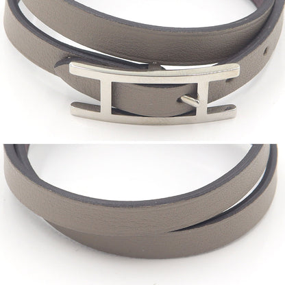 エルメス(Hermes)　レザーブレスレット　ビーアピ　ドゥブルトゥール　腕回り15.5～16.5cm　重量6.94g　レディース(中古)