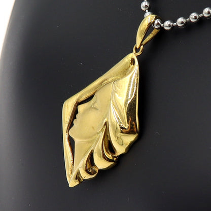 K18デザインペンダントトップ「女性・横顔」　重量3.73ｇ　レディース(中古)