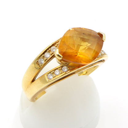 田崎真珠(TASAKI) K18シトリンリング　D0.11ct　リングサイズ12号　重量8.13g(石の重量含む)　レディース(中古)