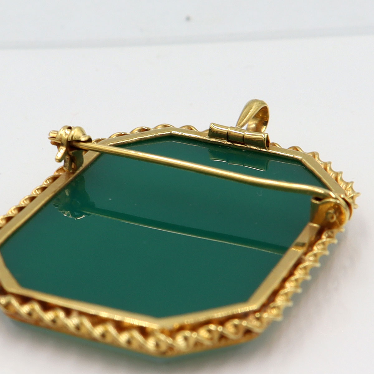 K18枠メノウカメオペンダントトップ・ブローチ　重量13.09g(石の重量含む)　レディース(中古)