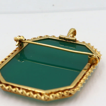 K18枠メノウカメオペンダントトップ・ブローチ　重量13.09g(石の重量含む)　レディース(中古)