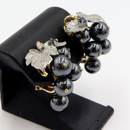 石川暢子(イシカワ ノブコ/デザイナー)　K18/Pt900イヤリング　ヘマタイト　重量15.0g(両耳/石の重量含む)　レディース(中古)