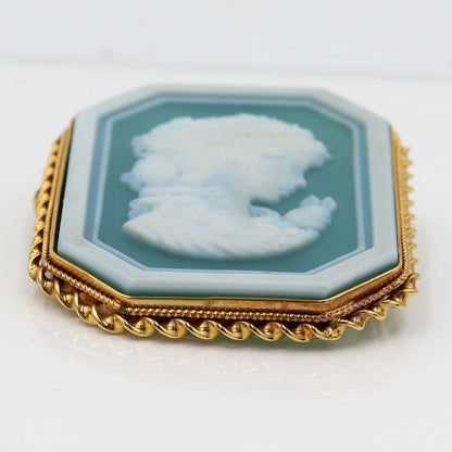 K18枠メノウカメオペンダントトップ・ブローチ　重量13.09g(石の重量含む)　レディース(中古)