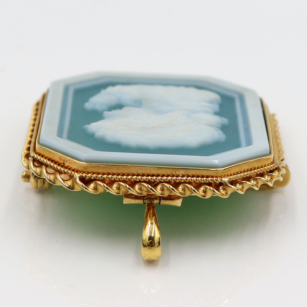 K18枠メノウカメオペンダントトップ・ブローチ　重量13.09g(石の重量含む)　レディース(中古)