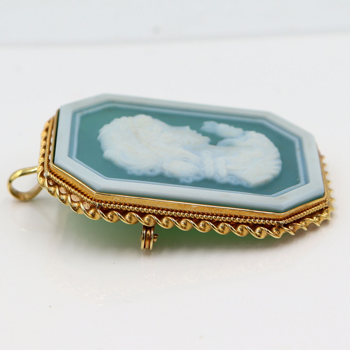 K18枠メノウカメオペンダントトップ・ブローチ　重量13.09g(石の重量含む)　レディース(中古)