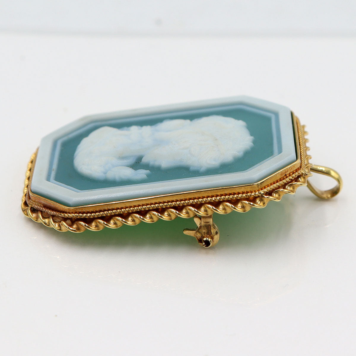 K18枠メノウカメオペンダントトップ・ブローチ　重量13.09g(石の重量含む)　レディース(中古)