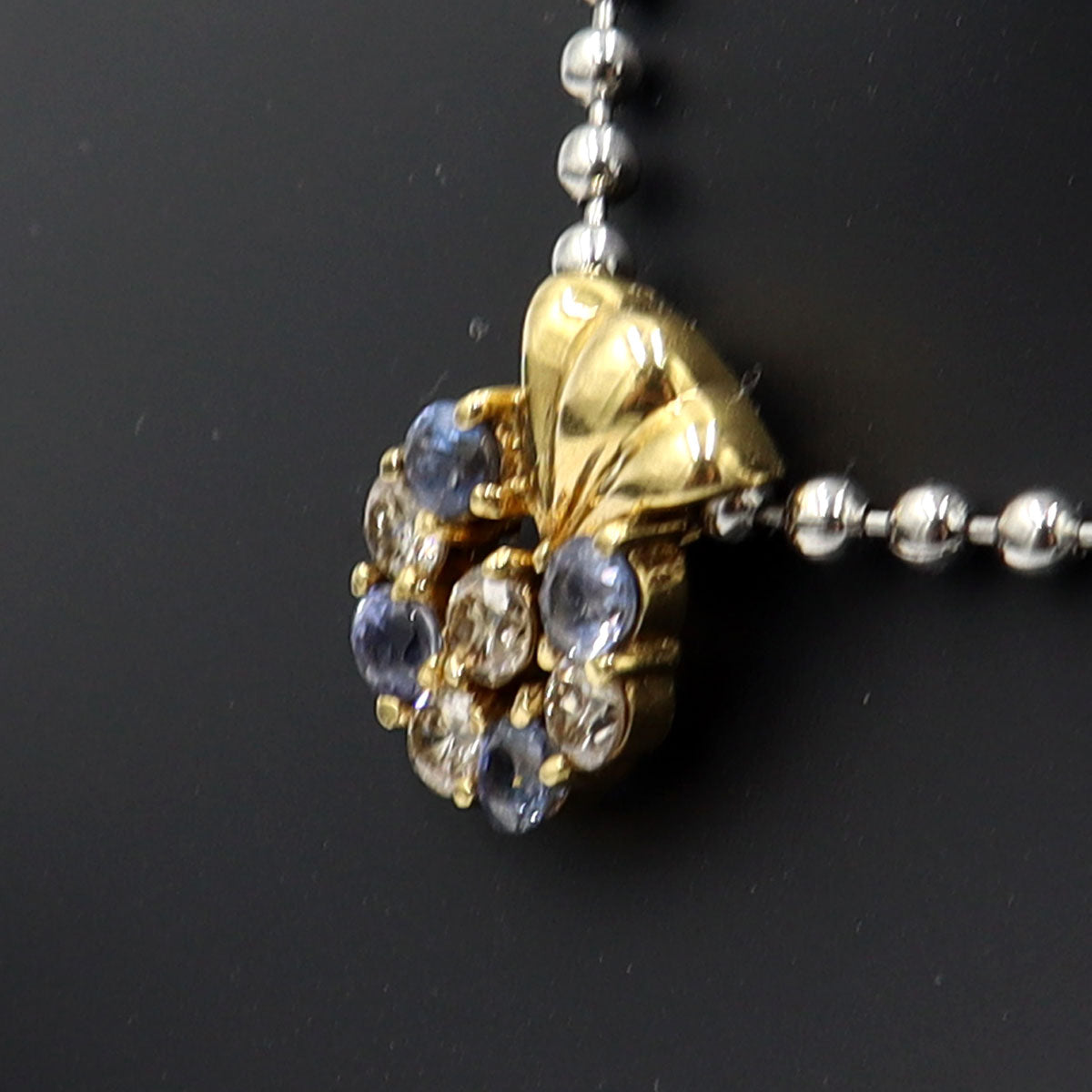 K18サファイアペンダントトップ　S0.45ct　D0.27ct　重量1.67g(石の重量含む)　レディース（中古）