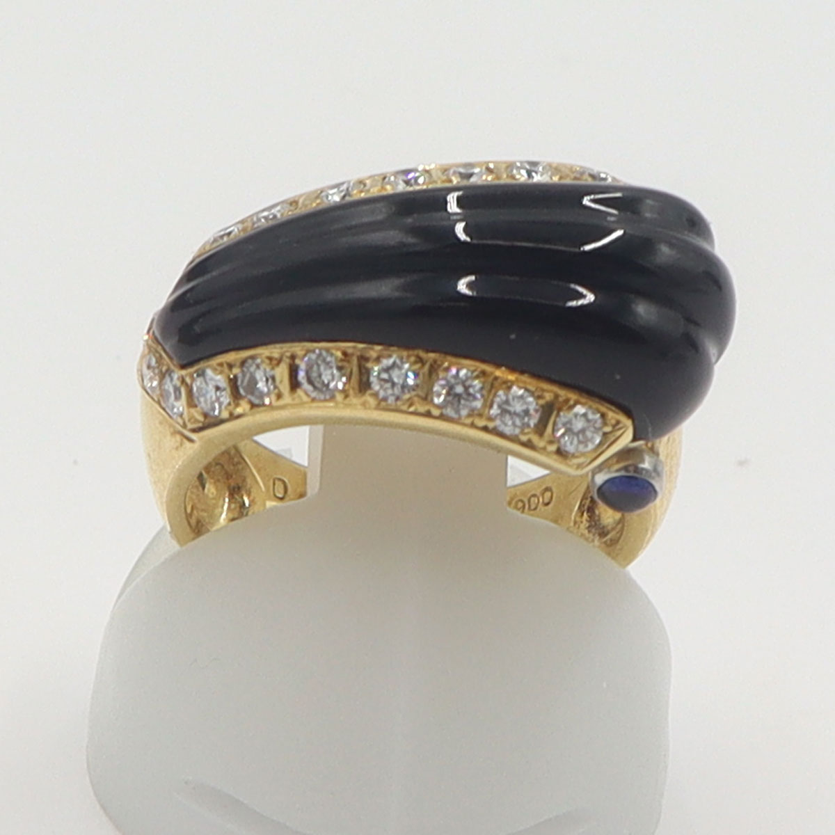 石川暢子(イシカワノブコ/デザイナー)　K18/Pt900オニキスリング　D0.27ct　S0.10ct　リングサイズ5号　重量6.95g　レディース(中古)