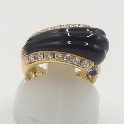 石川暢子(イシカワノブコ/デザイナー)　K18/Pt900オニキスリング　D0.27ct　S0.10ct　リングサイズ5号　重量6.95g　レディース(中古)