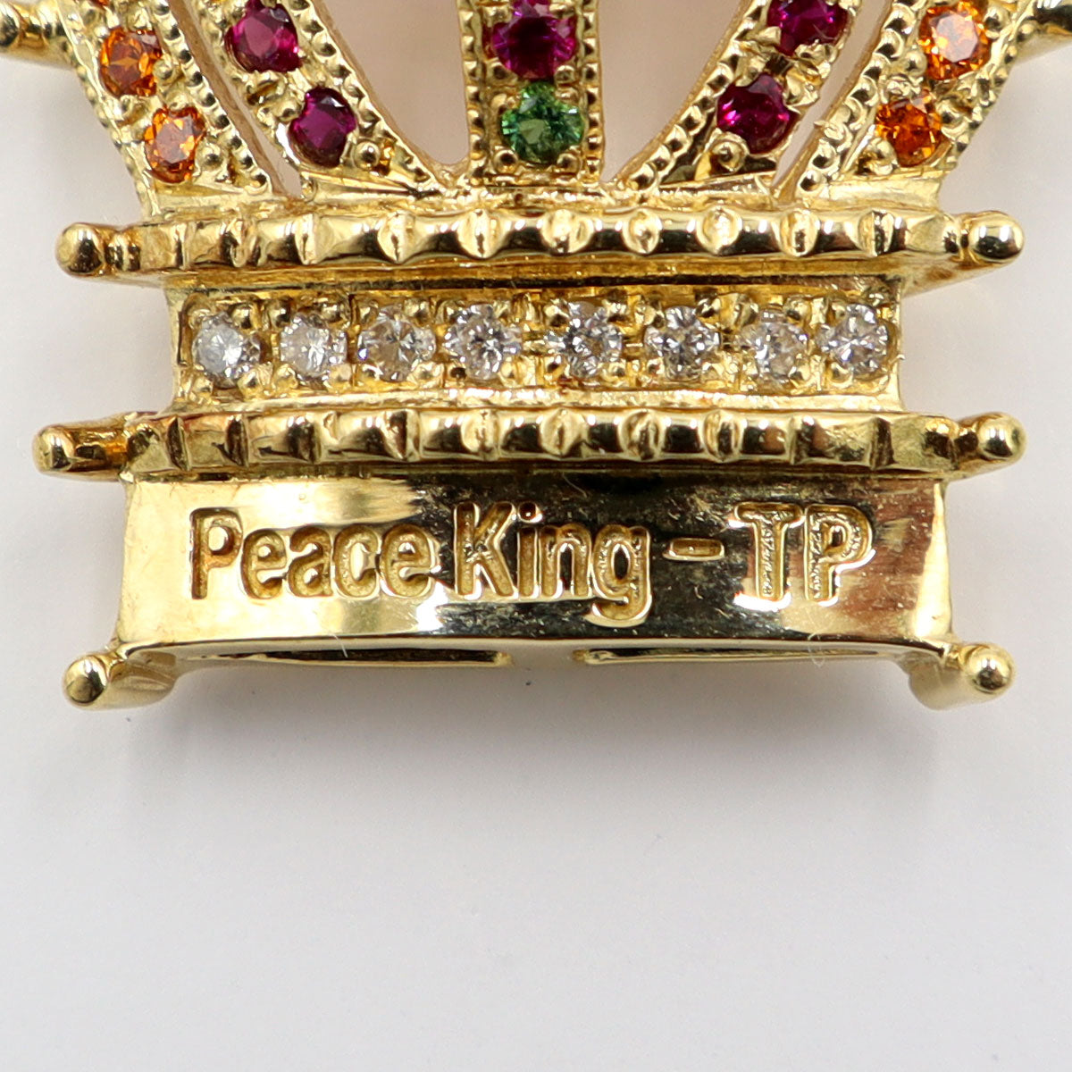 ピースキング-TP (Peace King-TP) K18マルチ石付ペンダントトップ「クラウン・王冠」　重量4.13ｇ(石の重量含む)　レディース(中古)