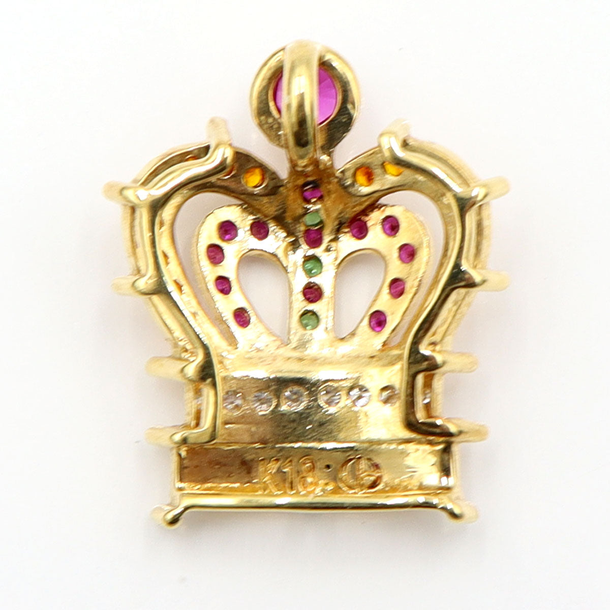 ピースキング-TP (Peace King-TP) K18マルチ石付ペンダントトップ「クラウン・王冠」　重量4.13ｇ(石の重量含む)　レディース(中古)