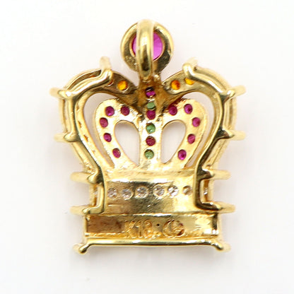 ピースキング-TP (Peace King-TP) K18マルチ石付ペンダントトップ「クラウン・王冠」　重量4.13ｇ(石の重量含む)　レディース(中古)