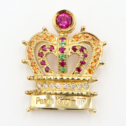 ピースキング-TP (Peace King-TP) K18マルチ石付ペンダントトップ「クラウン・王冠」　重量4.13ｇ(石の重量含む)　レディース(中古)