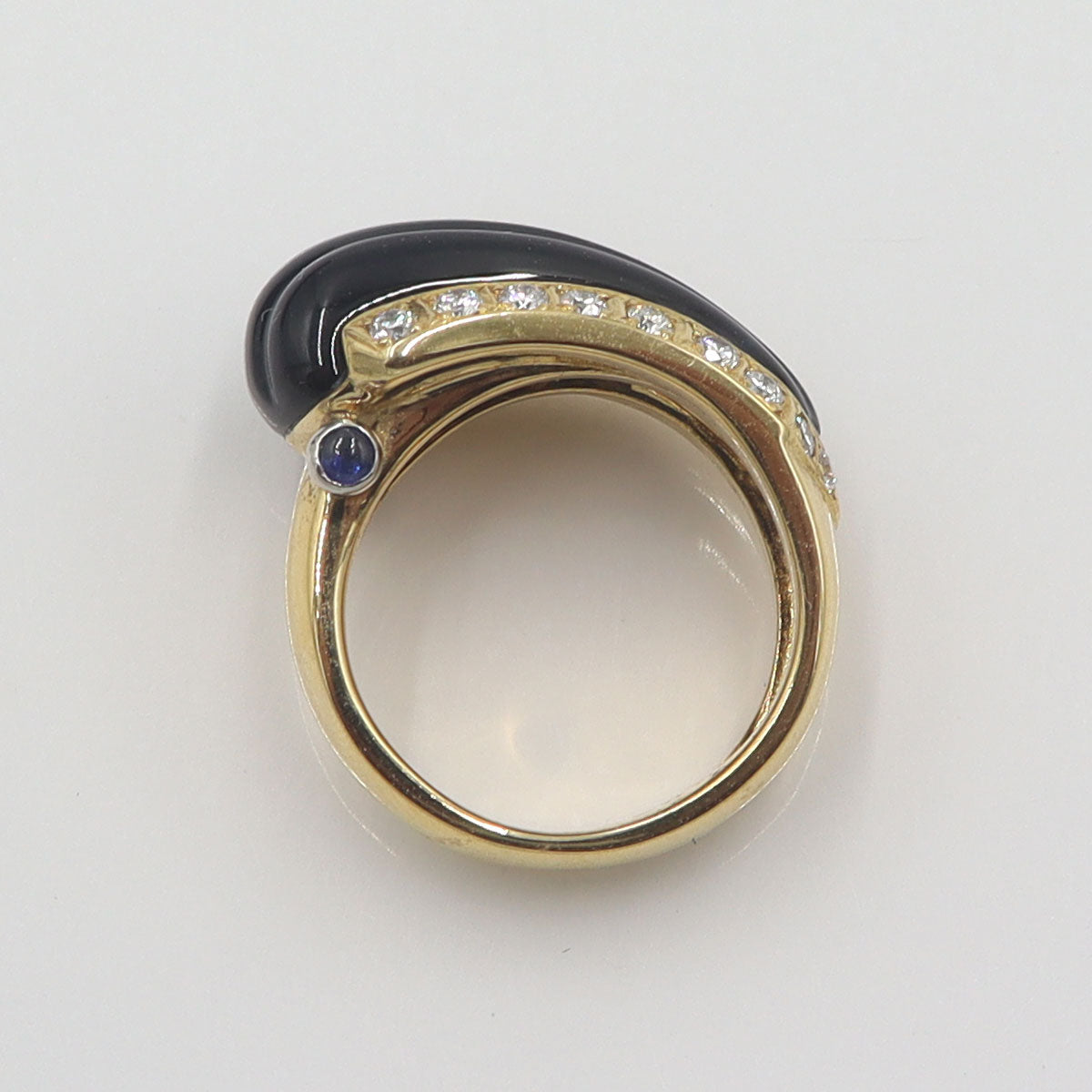 石川暢子(イシカワノブコ/デザイナー)　K18/Pt900オニキスリング　D0.27ct　S0.10ct　リングサイズ5号　重量6.95g　レディース(中古)