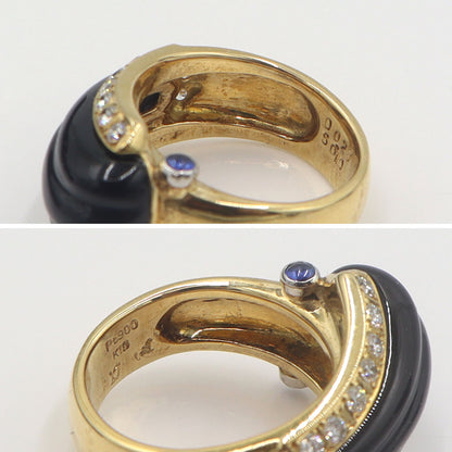 石川暢子(イシカワノブコ/デザイナー)　K18/Pt900オニキスリング　D0.27ct　S0.10ct　リングサイズ5号　重量6.95g　レディース(中古)