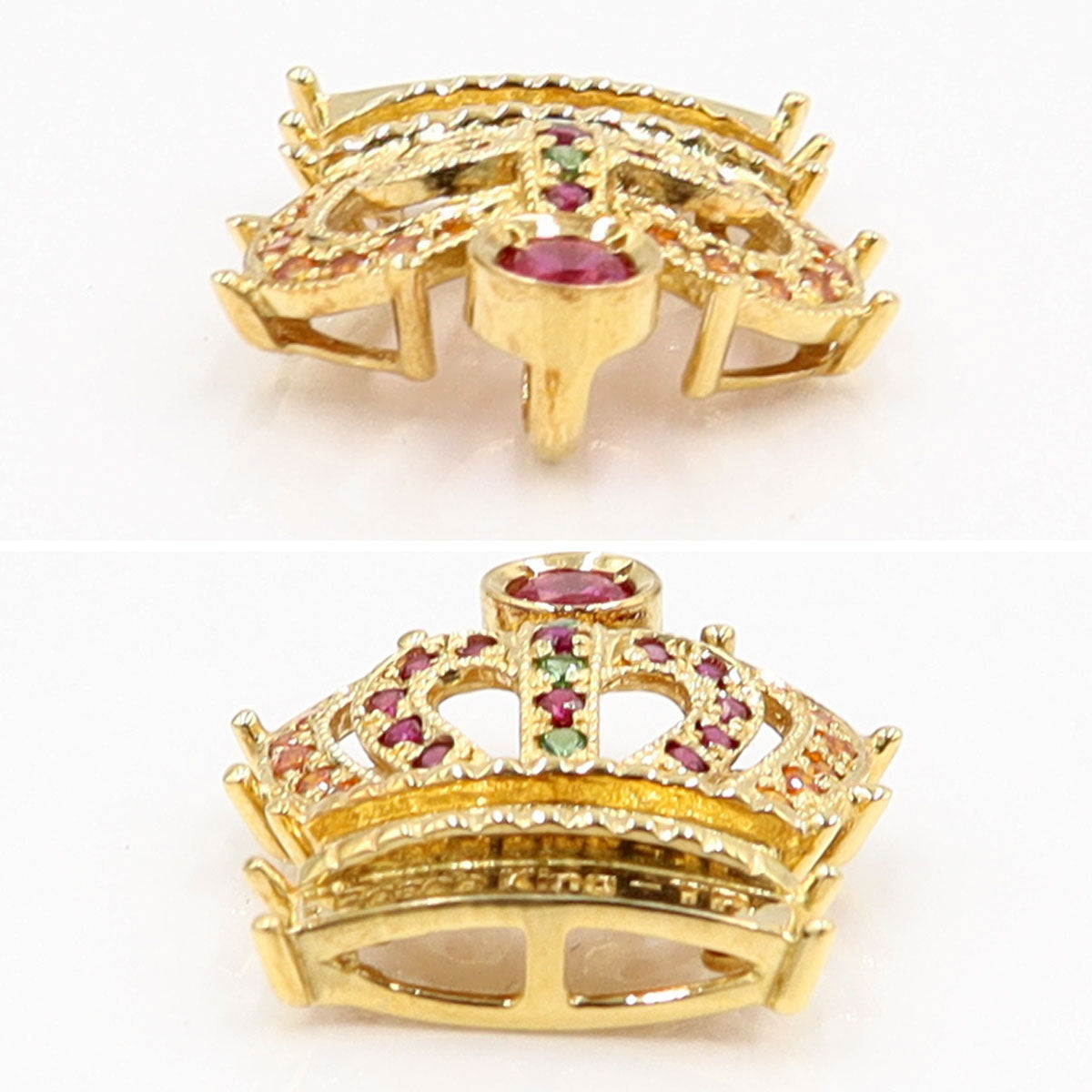 ピースキング-TP (Peace King-TP) K18マルチ石付ペンダントトップ「クラウン・王冠」　重量4.13ｇ(石の重量含む)　レディース(中古)