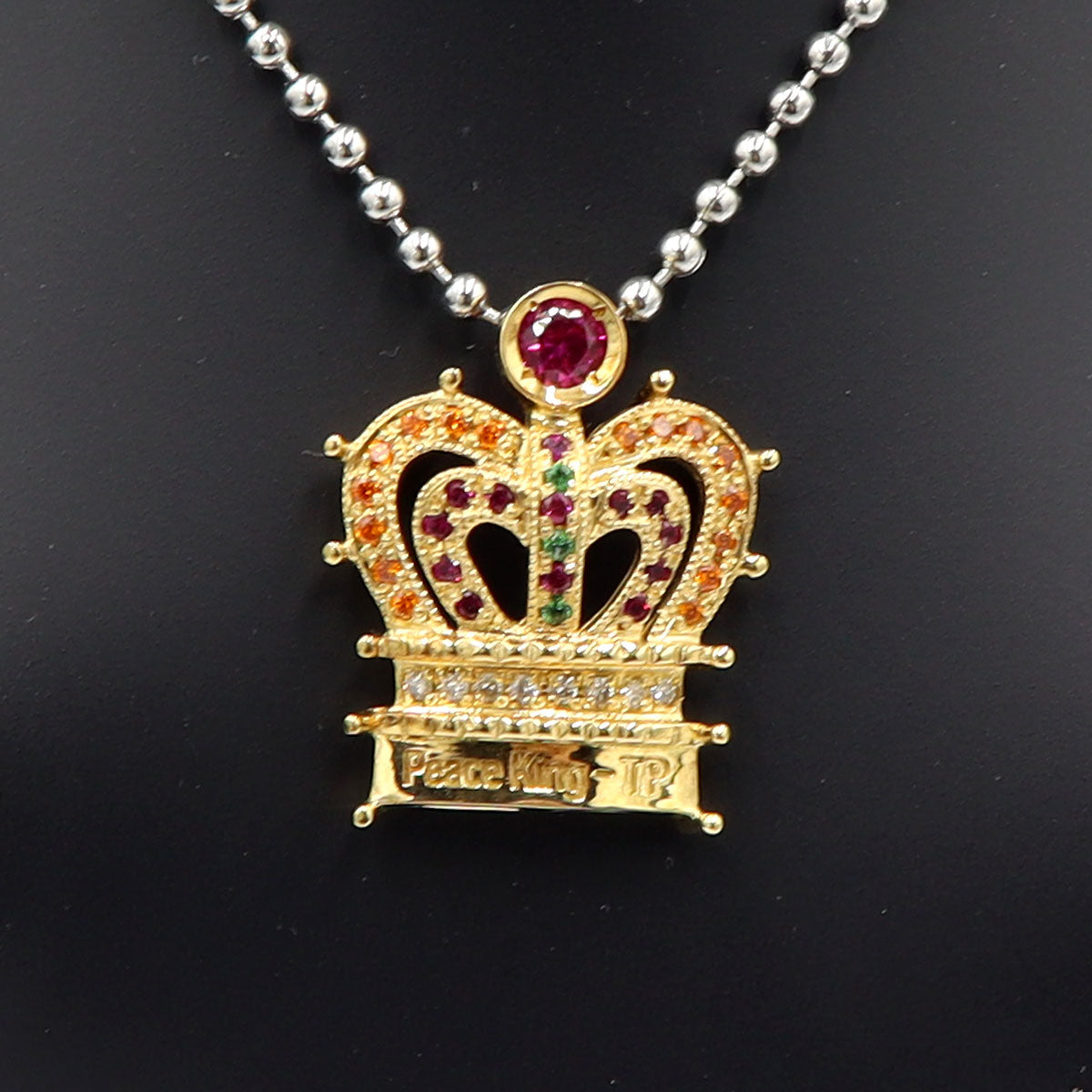 ピースキング-TP (Peace King-TP) K18マルチ石付ペンダントトップ「クラウン・王冠」　重量4.13ｇ(石の重量含む)　レディース(中古)