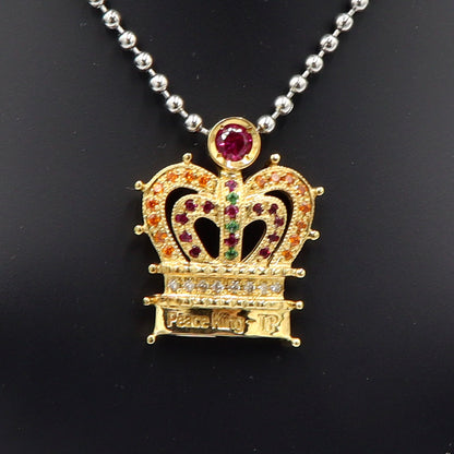 ピースキング-TP (Peace King-TP) K18マルチ石付ペンダントトップ「クラウン・王冠」　重量4.13ｇ(石の重量含む)　レディース(中古)