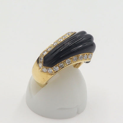 石川暢子(イシカワノブコ/デザイナー)　K18/Pt900オニキスリング　D0.27ct　S0.10ct　リングサイズ5号　重量6.95g　レディース(中古)