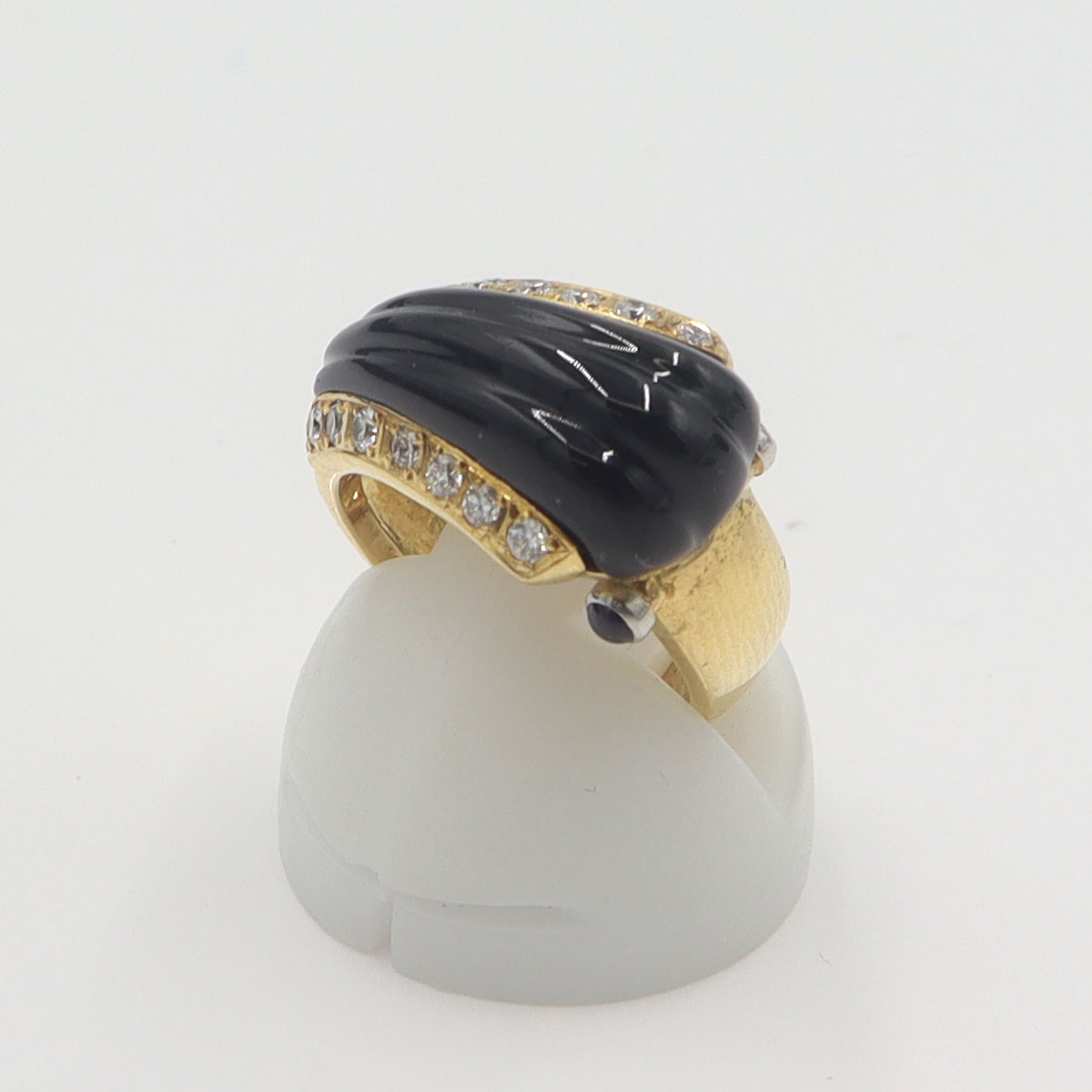 石川暢子(イシカワノブコ/デザイナー)　K18/Pt900オニキスリング　D0.27ct　S0.10ct　リングサイズ5号　重量6.95g　レディース(中古)