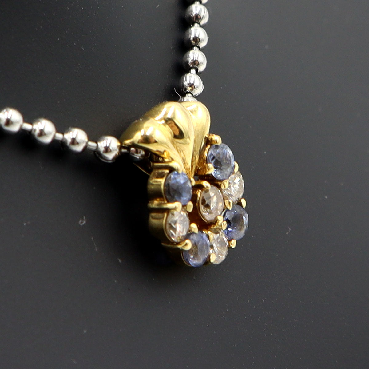 K18サファイアペンダントトップ　S0.45ct　D0.27ct　重量1.67g(石の重量含む)　レディース（中古）